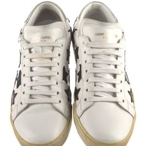 Saint Laurent White and Black Star Sneakers. Includes Box